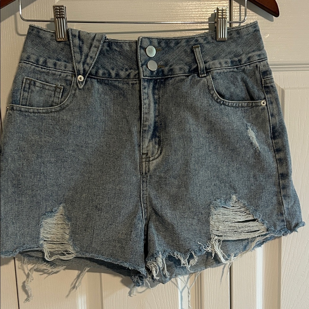 Distressed High Waisted Denim Women Shorts